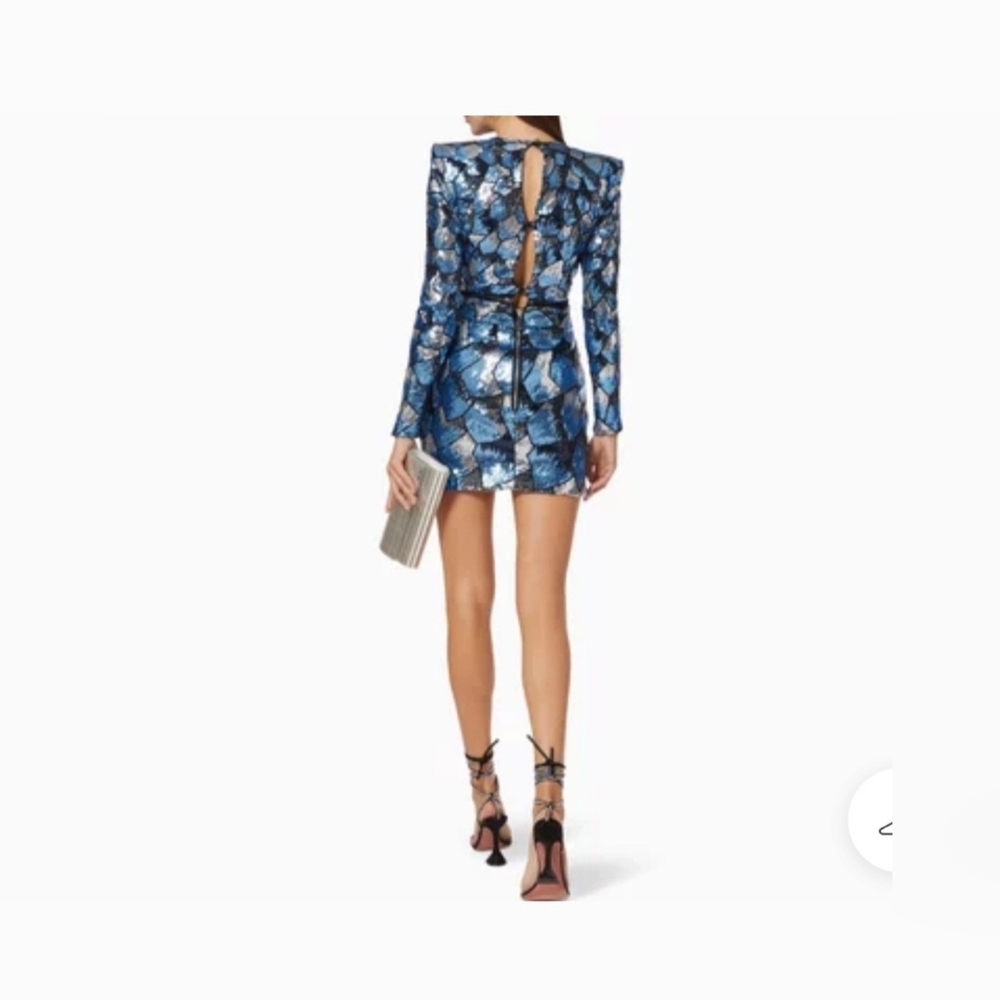 Zhivago Blue and White Long Sleeve Bodycon Dress